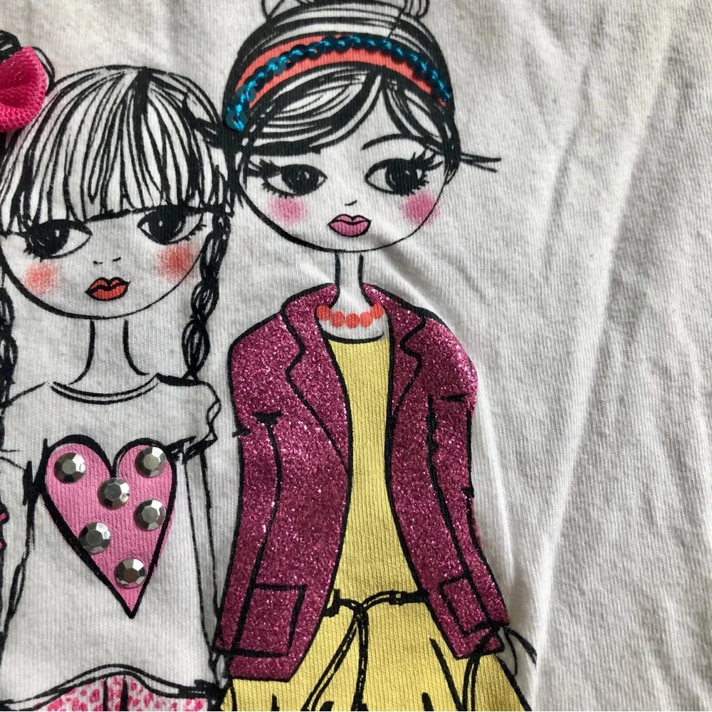 5x$25 The Children’s Place White BFF Shopping Adventure Long Sleeve Top, 7